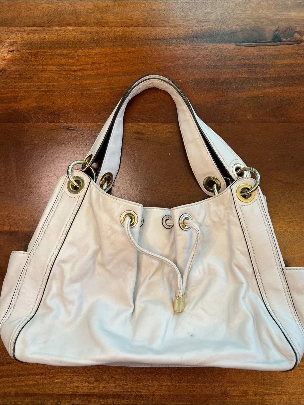 Michael Kors Large Cream Leather shoulder bag W/ Gold Accent